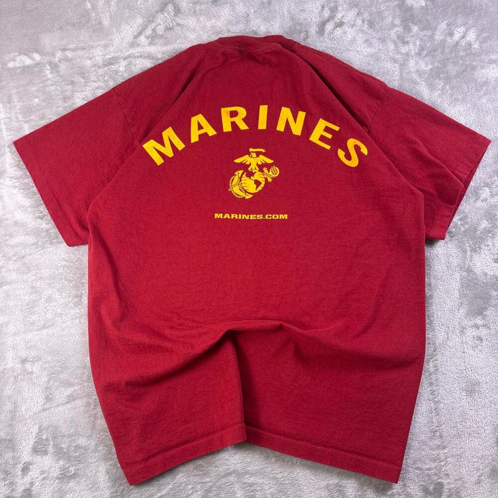 Vintage USMC Marines T-Shirt Men’s L Red Single Stitch Great American USA